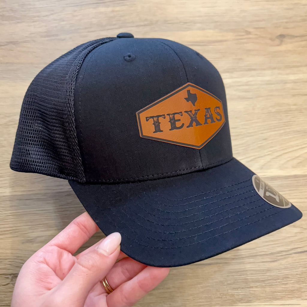 Texas Hexagon Leather Patch Black Hat - Lyla's: Clothing, Decor & More - Plano Boutique