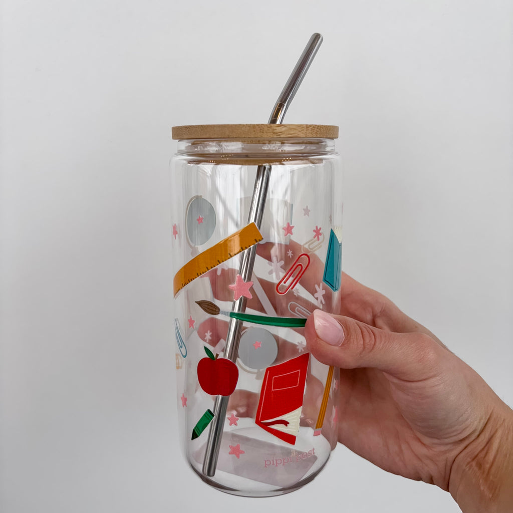 Teacher Icons Glass Can - Lyla's: Clothing, Decor & More - Plano Boutique