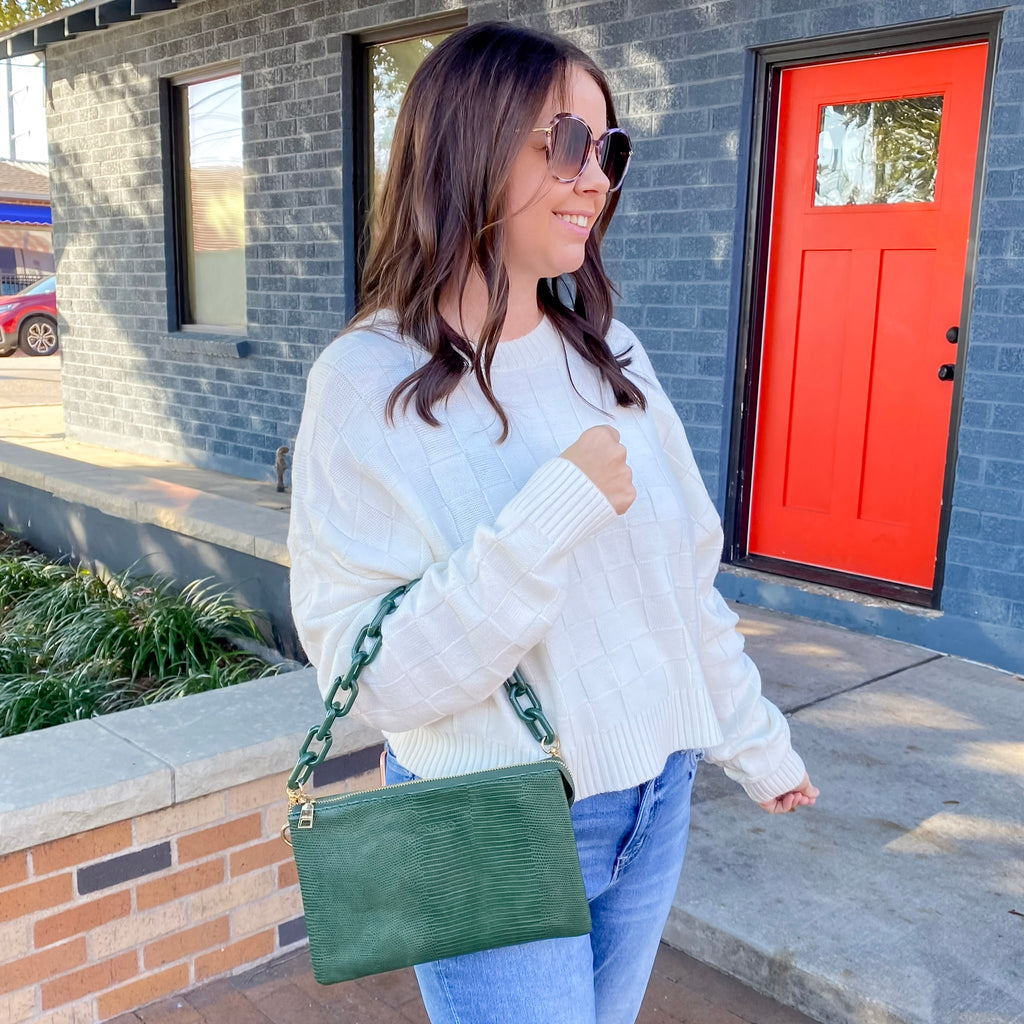 Jen & Co Izzy Lizard Crossbody Handbag - Green - Lyla's: Clothing, Decor & More - Plano Boutique