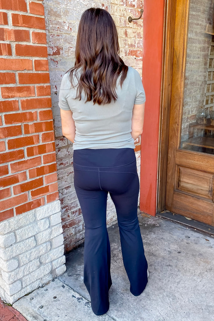 Athleisure Lycra Blend High Waist Flare Black Leggings - Lyla's: Clothing, Decor & More - Plano Boutique