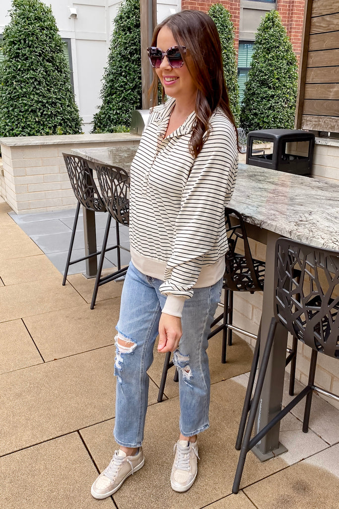 Let's Get Comfy Cream and Black Sweater Top - Lyla's: Clothing, Decor & More - Plano Boutique