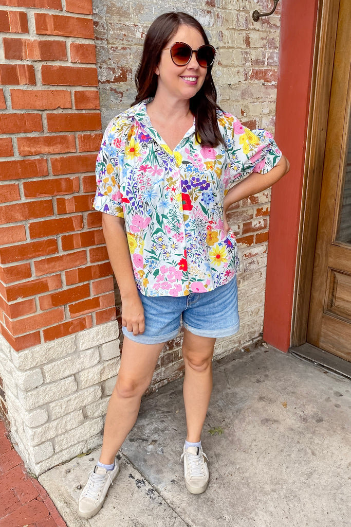 Take Me Away Multi Color Floral Print Top - Lyla's: Clothing, Decor & More - Plano Boutique