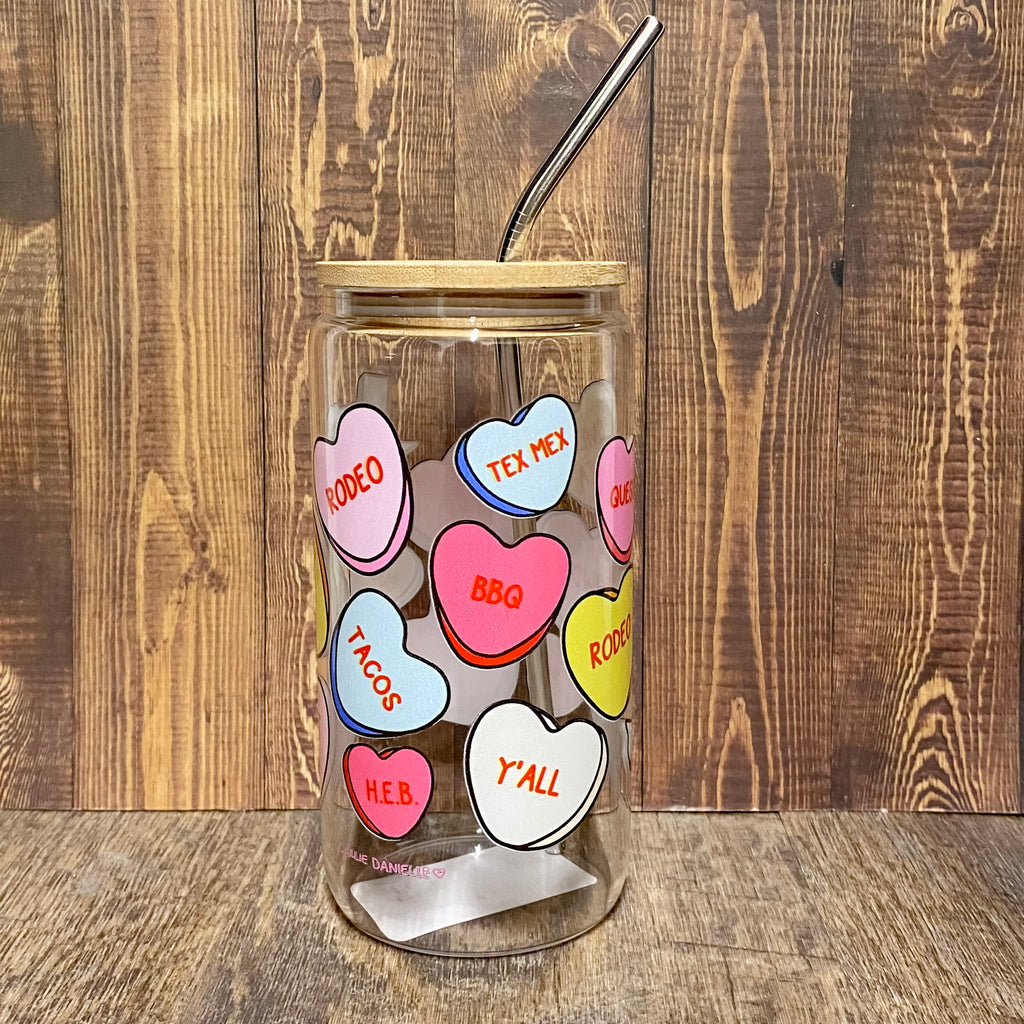 Western Conversation Heart Glass Can by Callie Danielle - Lyla's: Clothing, Decor & More - Plano Boutique