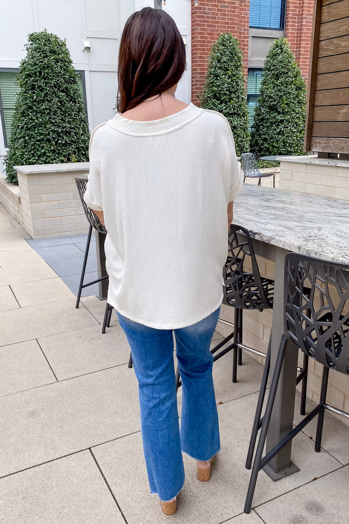 Wait For Your Love Textured White Top - Lyla's: Clothing, Decor & More - Plano Boutique