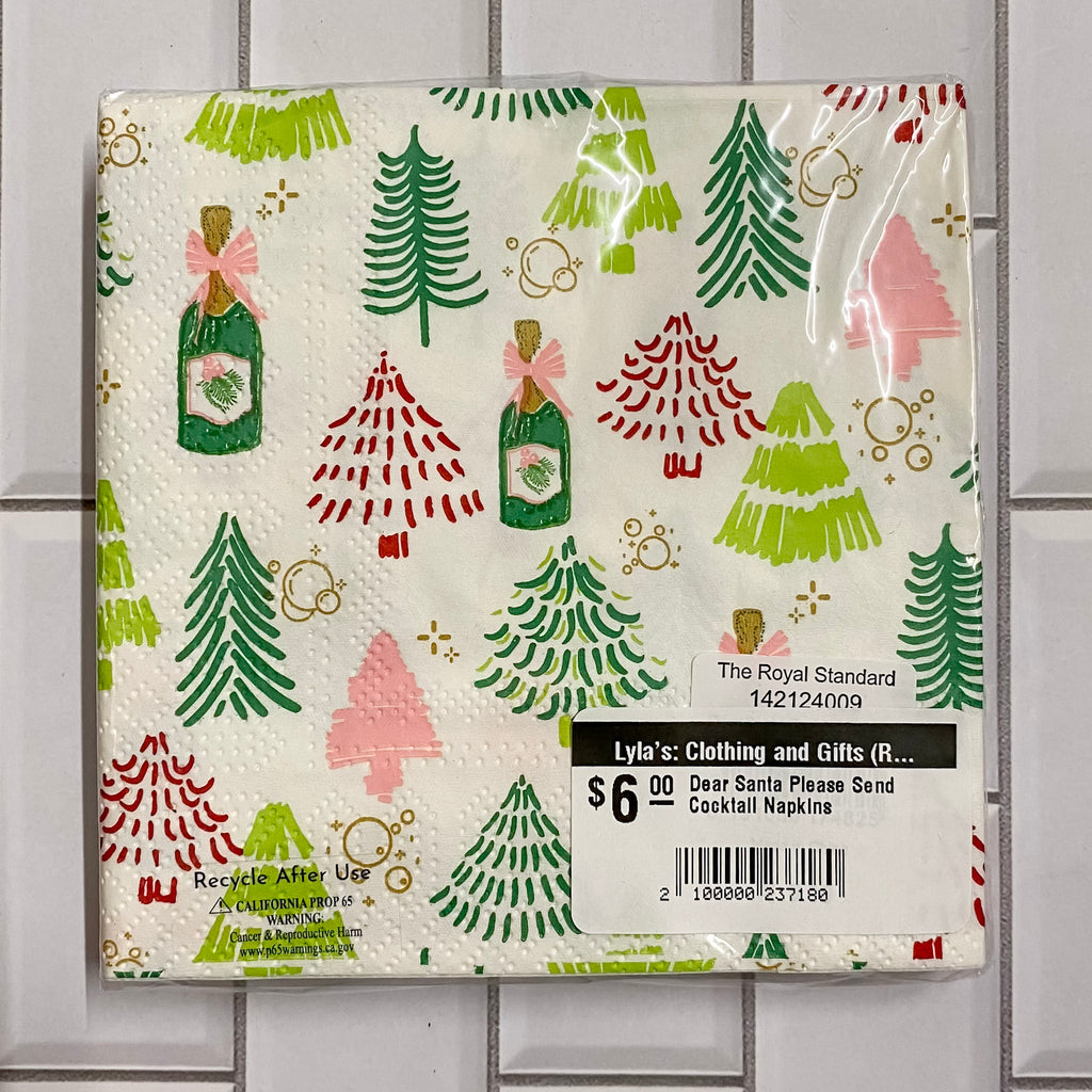 Dear Santa Please Send Cocktail Napkins - Lyla's: Clothing, Decor & More - Plano Boutique