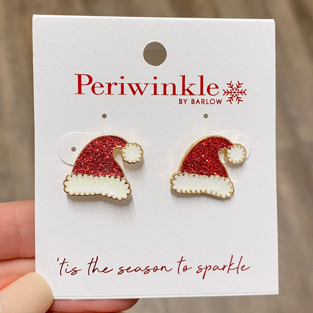 Sparkling Santa Hat Earrings - Lyla's: Clothing, Decor & More - Plano Boutique