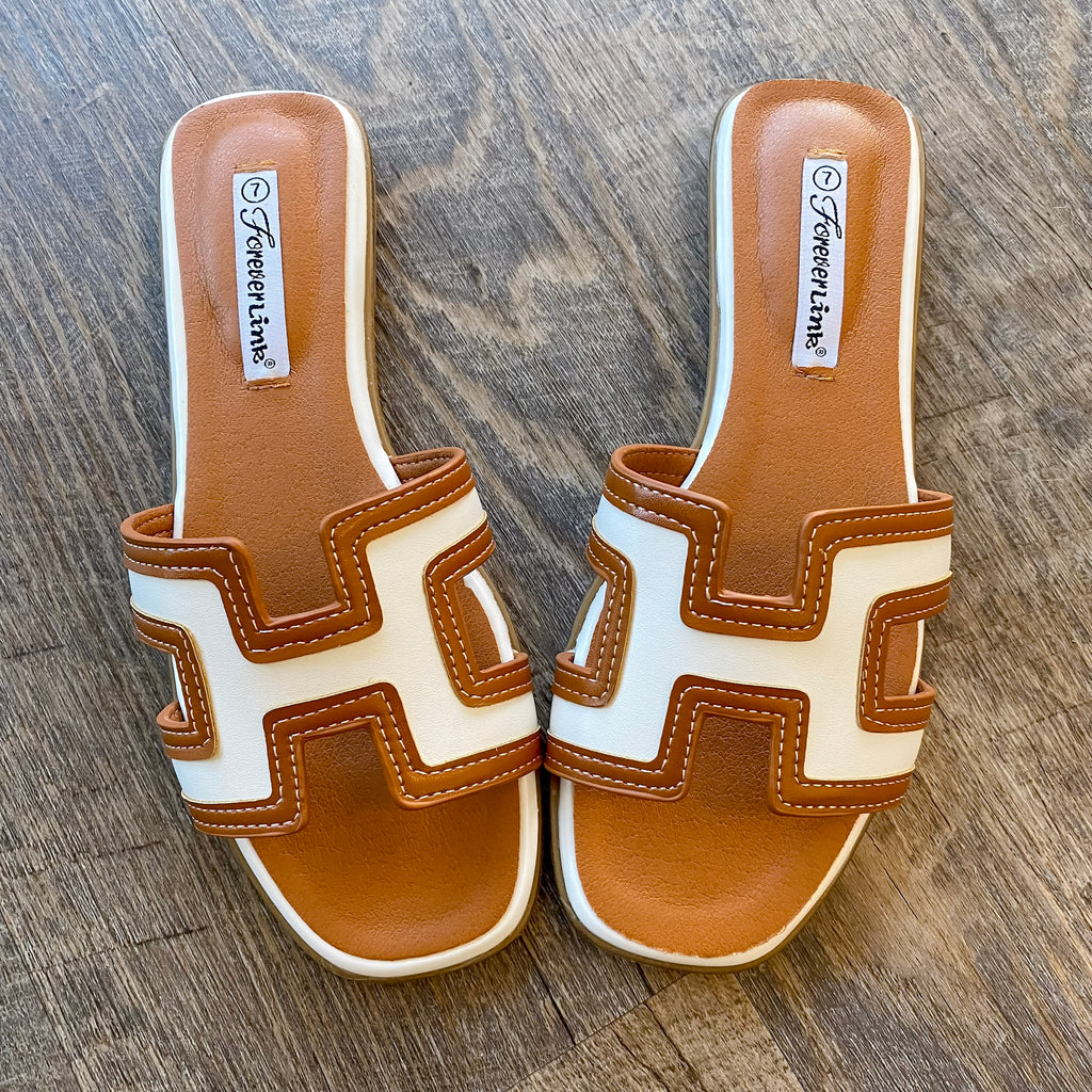 Main Two Tone White and Tan Sandal - Lyla's: Clothing, Decor & More - Plano Boutique