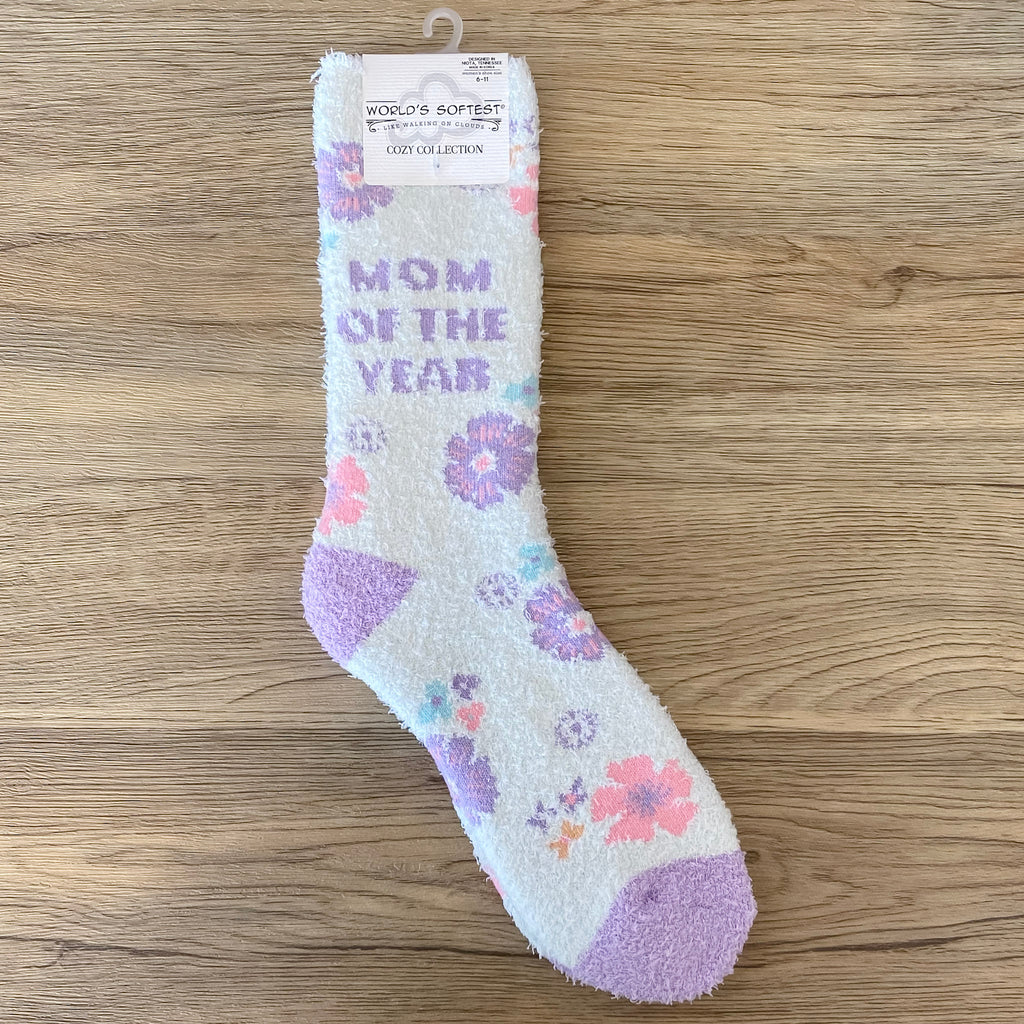 Mom of The Year Cozy Ladies Socks - Lyla's: Clothing, Decor & More - Plano Boutique