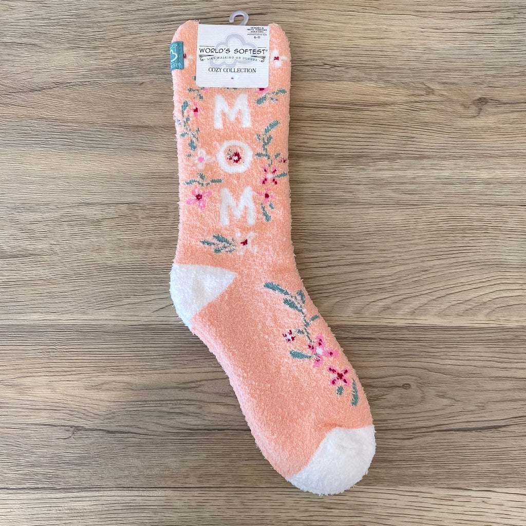 Mom Floral Print Cozy Ladies Socks - Lyla's: Clothing, Decor & More - Plano Boutique