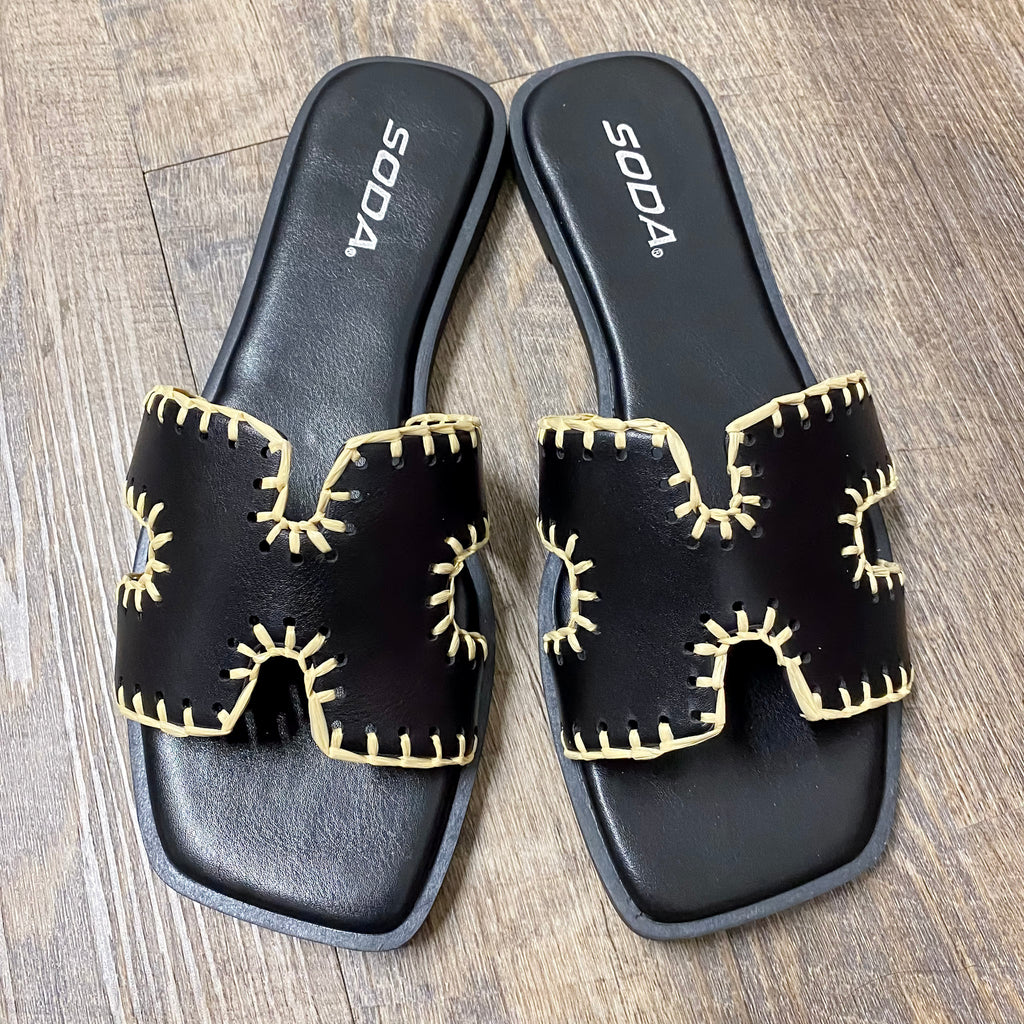 Finity Black Stitching Sandals - Lyla's: Clothing, Decor & More - Plano Boutique
