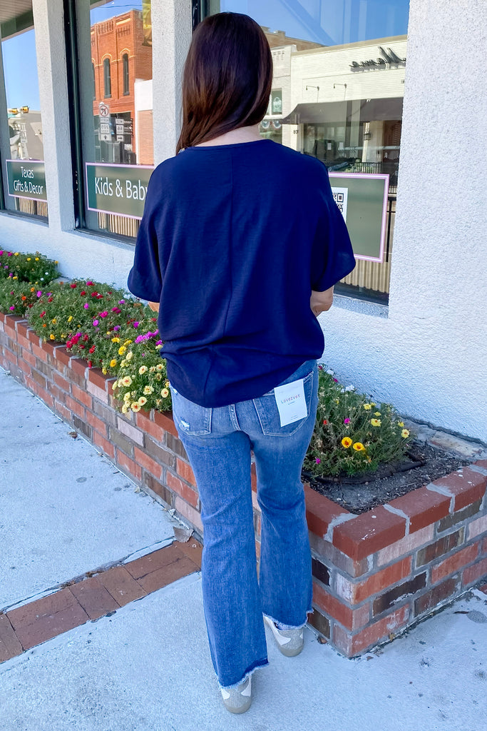 Simple V Neckline Navy Top - Lyla's: Clothing, Decor & More - Plano Boutique