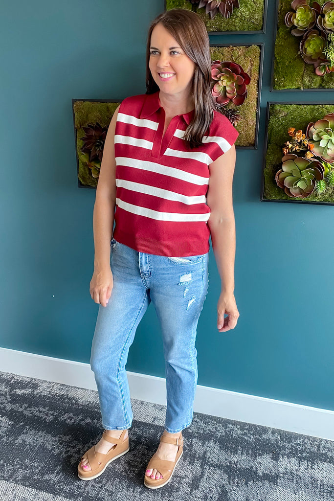 Love The Wine Merlot Striped Top - Lyla's: Clothing, Decor & More - Plano Boutique