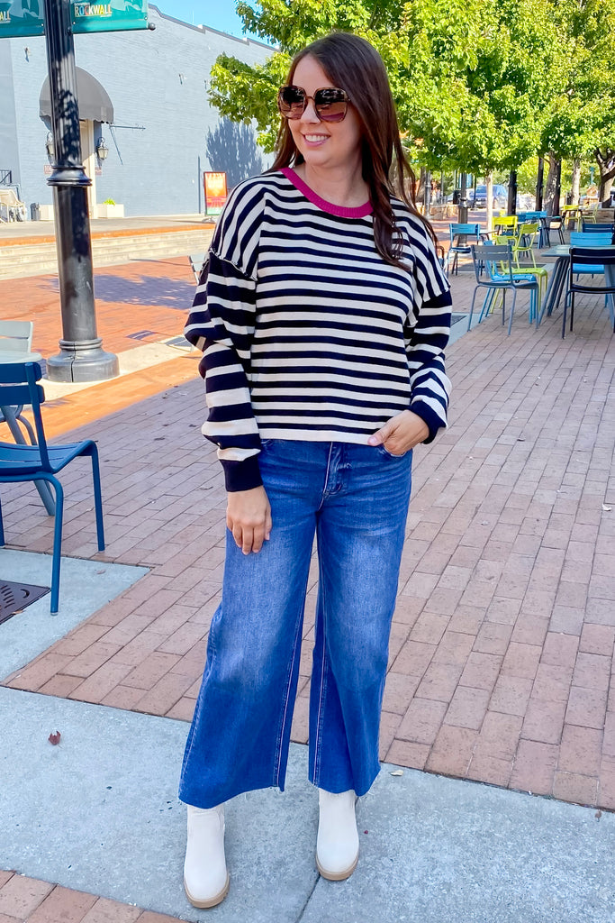 See It Now Black and White Striped Sweater - Lyla's: Clothing, Decor & More - Plano Boutique