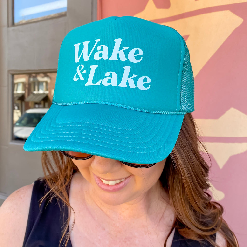 Wake & Lake Teal Foam Trucker Hat - Lyla's: Clothing, Decor & More - Plano Boutique