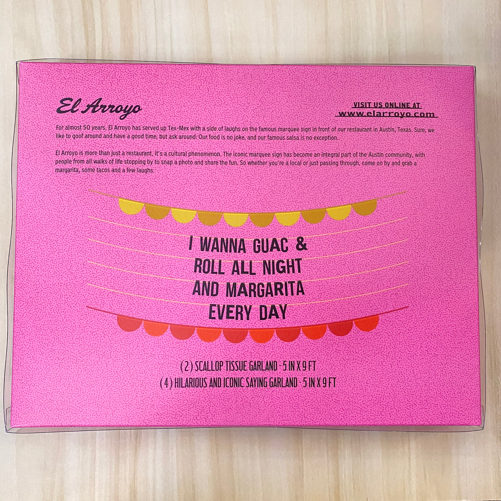 I Wanna Guac & Roll All Night And Margarita Every Day Party Garland By El Arroyo - Lyla's: Clothing, Decor & More - Plano Boutique