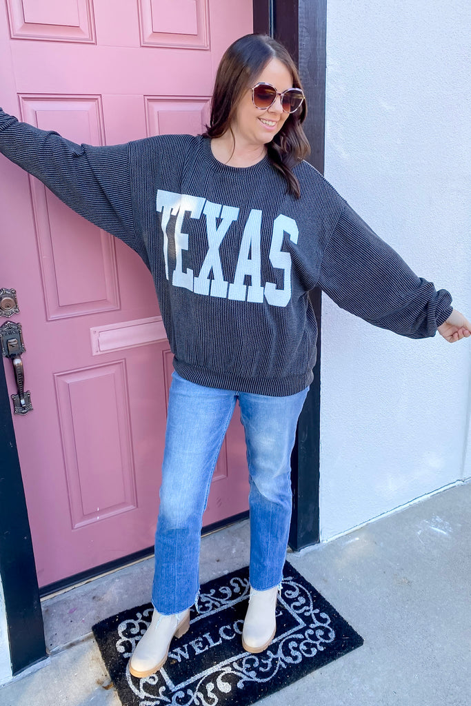 Texas Corduroy Graphic Black Sweater - Lyla's: Clothing, Decor & More - Plano Boutique