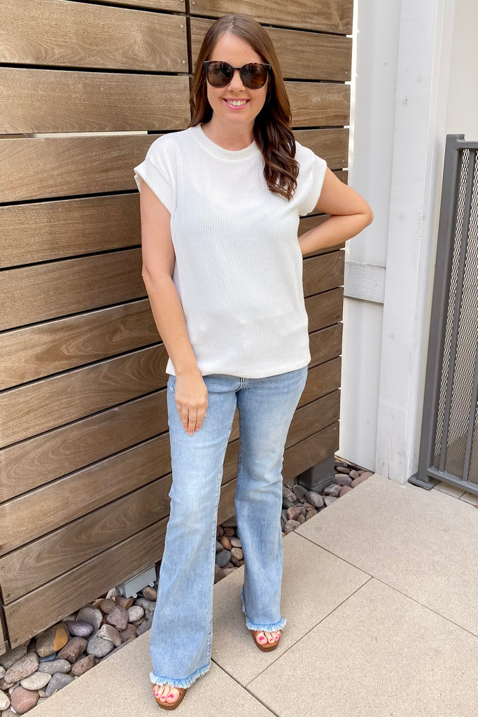 A Lylas Favorite Ivory Ribbed Top - Lyla's: Clothing, Decor & More - Plano Boutique