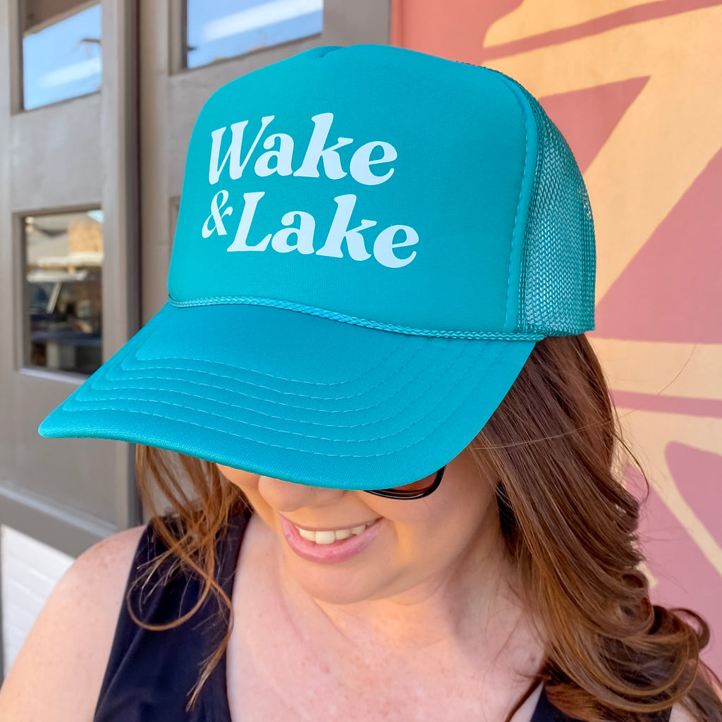 Wake & Lake Teal Foam Trucker Hat - Lyla's: Clothing, Decor & More - Plano Boutique