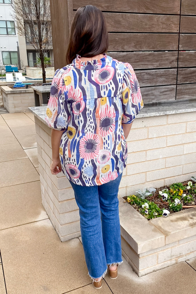 Seaside Charm Navy and Pink Print Top - Lyla's: Clothing, Decor & More - Plano Boutique