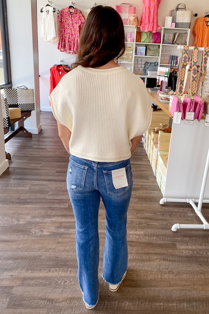 Olivia Cropped Rib Knit Cream Top - Lyla's: Clothing, Decor & More - Plano Boutique