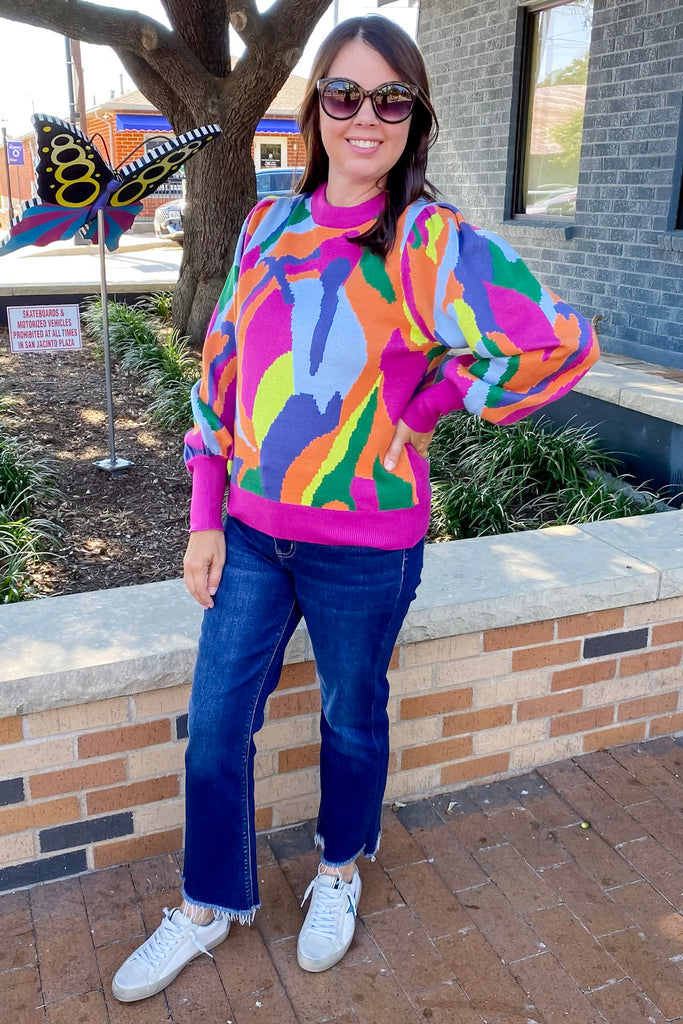 Stay Bold Abstract Print Magenta Top - Lyla's: Clothing, Decor & More - Plano Boutique