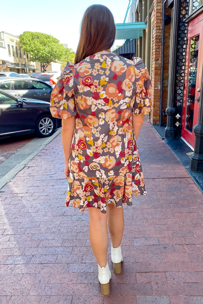 Reach for the Florals Charcoal Dress - Lyla's: Clothing, Decor & More - Plano Boutique