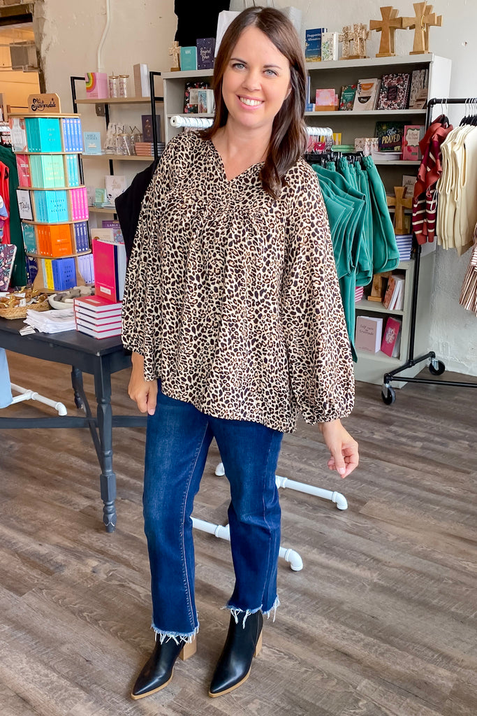 Tan Animal Print Top - Lyla's: Clothing, Decor & More - Plano Boutique