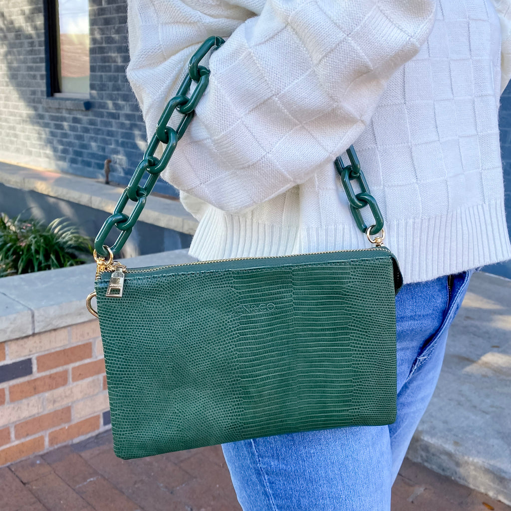 Jen & Co Izzy Lizard Crossbody Handbag - Green - Lyla's: Clothing, Decor & More - Plano Boutique