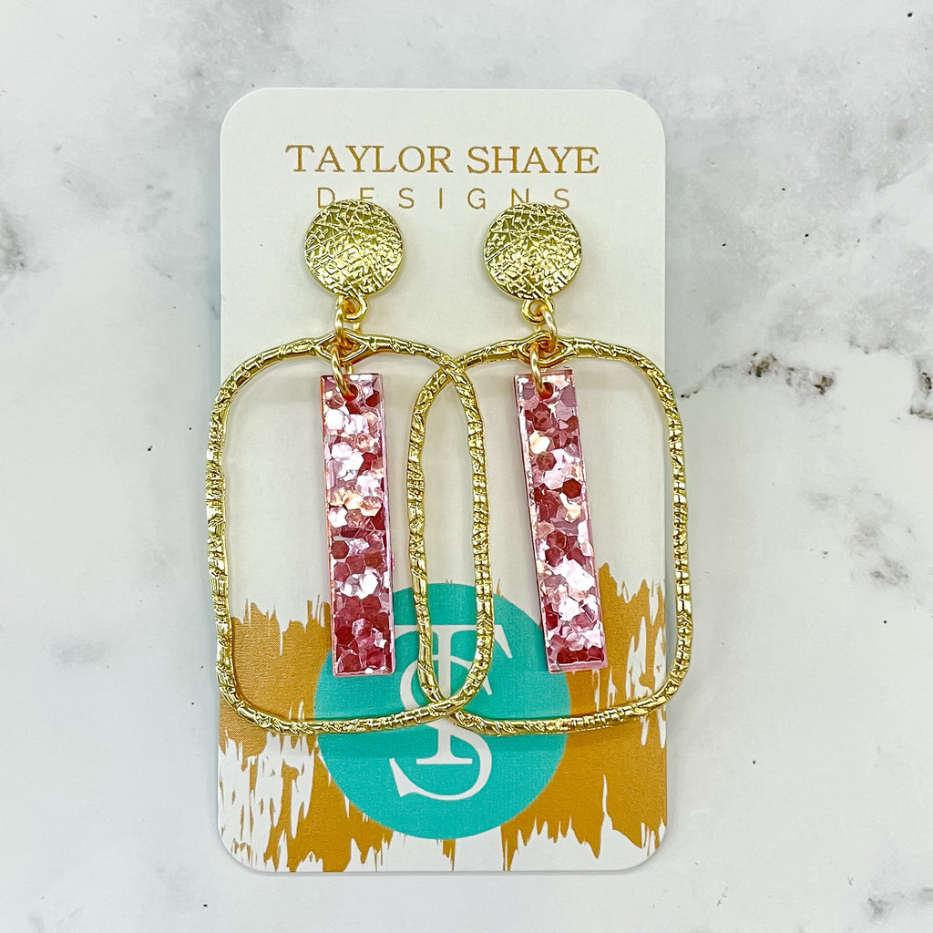 Taylor Shaye Designs: Hot Pink Glitter Rectangle Earrings – Shop the Mint